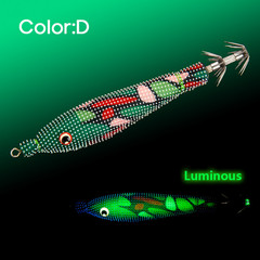 Luminous Noctilucent Squid Bait 80mm 5g Wooden Shrimp Jig Hook Rubber Metal Mix