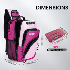 Goture Pink Fishing Tackle Bag, 1680D Water-Resistant Sling Fishing Backpack wit