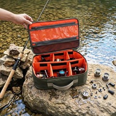 Fishing Reel Case Travel Storage Bag Adjustable Compartments Fly Spinning