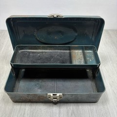 Vintage Steel Union Utility Chest Metal Tin Fishing Tackle Box Tool Tote