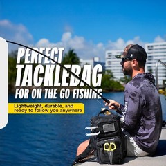 Durable Voyager Tactical Fishing Backpack – 7-Pocket All-Black Storage Solution