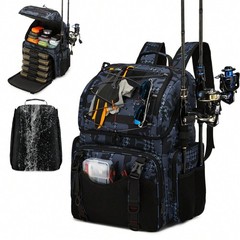 45L Waterproof Fishing Backpack Large Tackle Bag with Cooler & Rod Holders