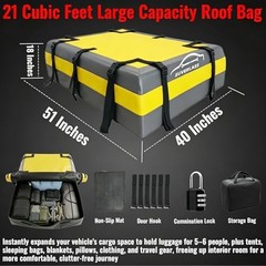 21 Cubic Feet Car Roof Cargo Carrier Bag – Waterproof – Yellow Gray – Yellow