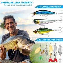 PLUSINNO 137pc Fishing Tackle Box Kit Bass Trout Lures Hooks Sinkers