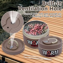 2Pcs Live Bait Storage,Fishing Bait Container Stainless Steel Worm Storage Box