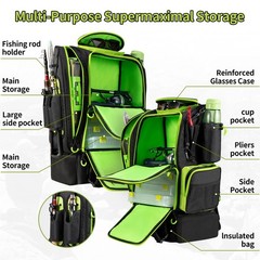 Large Fishing Backpack With Cooler For 3 Tackle Boxes Fishing Bag With Rod Holde