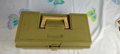 Vintage PLANO Fishing Tackle Box 1 Tray Hidge Lock USA Made Camping Trip Green