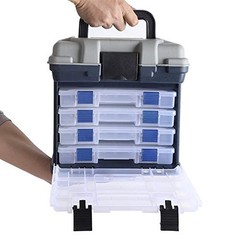 Fishing Tackle Box Kit, Portable 4 Layers Fishing Accessory Blue inner buckle