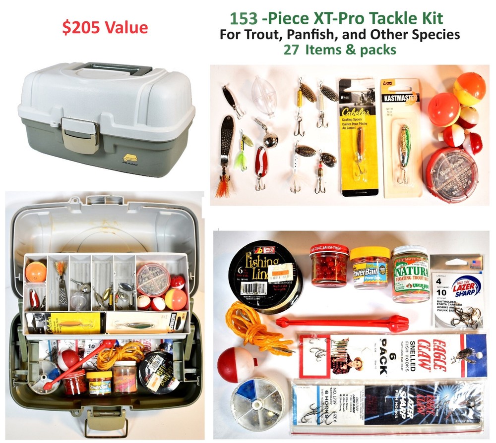153-Piece BAIT & LURE TACKLE BOX FISHING KIT Trout Spinner Spoon Hooks Weights