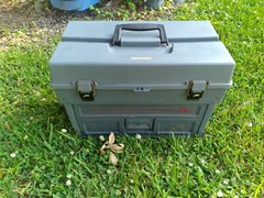 Vintage Plano LARGE Phantom Pro Gray Tackle Box Toolbox Box w/ Extras