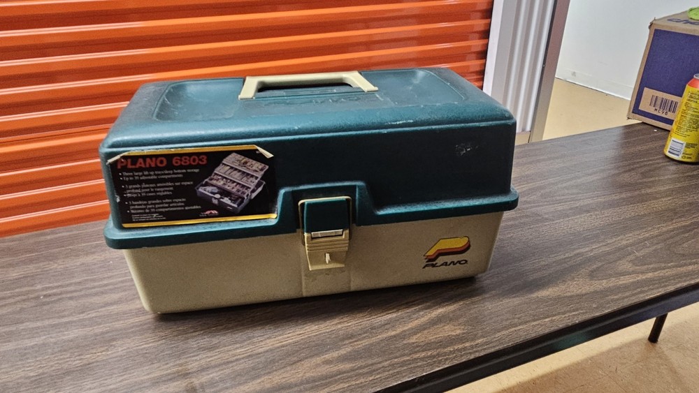 Vintage PLANO Systems 6803 Three 3 Tray Tackle Box Green