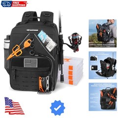 KarryAll Fishing Tackle Backpack with Rod Holder 4 Tackle Boxes,40/26L Tackle…