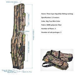 Foldable 1.2m 1.5m ThreeLayer LargeBelly Sea Fishing Bag DoubleShoulder RodTackl