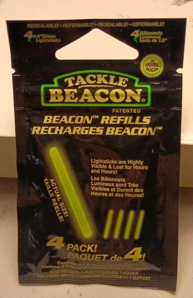 Tackle Beacon Refill, 4 Pack, 1.5″ Green Lightsticks, Ships Fast