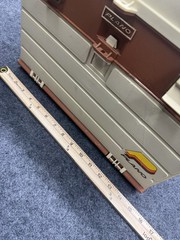 Vintage Plano 757 Tackle Box Fishing Storage Brown/Tan Made In USA 4 Drawers