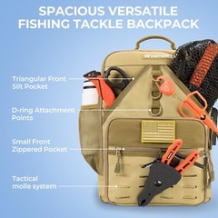 KastKing Karryall Medium Fishing Tackle Daily Backpack, Large Storage Water-r…