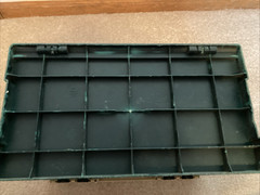 PLANO Fishing Tackle Storage Craft Box 4 Divider Drawers – used Beige Green 5757