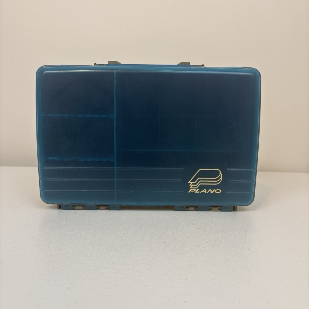 Plano Vintage Satchel Briefcase Style Blue Translucent Fishing Tackle Box Single
