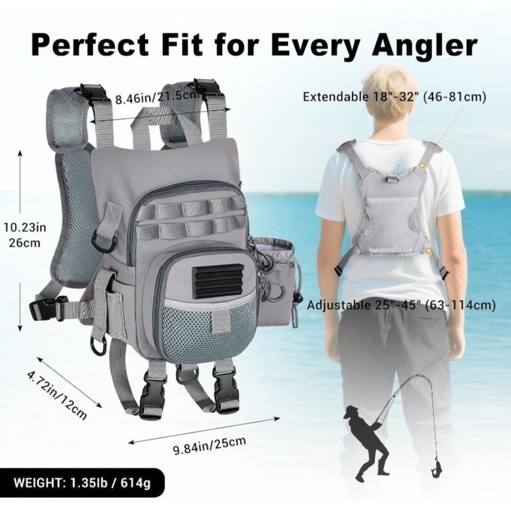 Fly Fishing Chest Pack for Men Women with Compartments Sturdy Lightweight