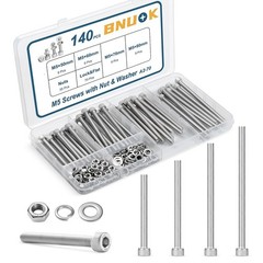 140 PCS M5 Screws Assortment Kit, 304 Stainless Steel M5 Bolts Kit, M5x 50/60…