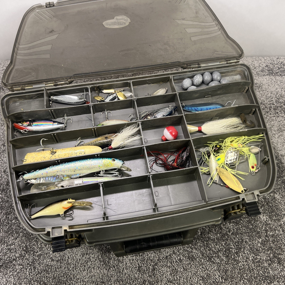Plano Guide Series Magnum Tackle Box No. 1444 w Misc. Lures and Gear- Graphite