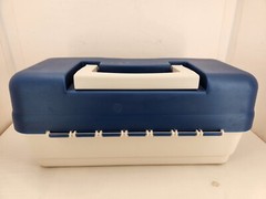 Vintage Plano Tackle Box Model 5000 Single Removable Tray Blue White Hard Side