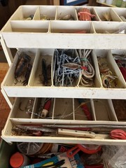 Vintage Plano Tackle Box W/Assorted Fishing Supplies Inside *Some New Supplies!