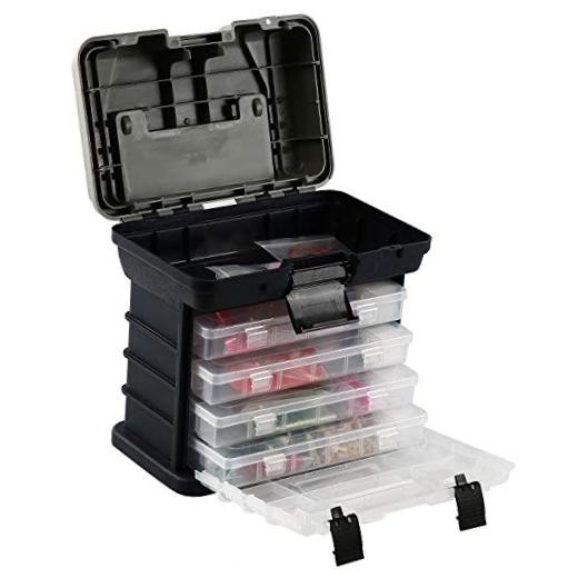 Fishing Tackle Box Kit, Portable 4 Layers Fishing Transparent inner buckle