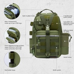 Convertible Fishing Backpack Sling Bag with Rod Holder, Adjustable Tactical W…