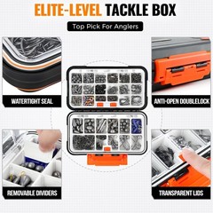 397PCS Fishing Tackle Box Kit Hooks Sinkers Swivels Beads Gear for Bass Trout