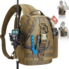 Fishing Backpack with Rod Holder, Lightweight Sling Bag Storge Gear and Equip…