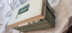 Vintage Plano 707 Tackle Box Tan/Green Made in USA two drawer plus top storage