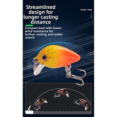 2g Plastic Crankbait Lure 3cm Slow Sinking for Small Fish Bass For Trout