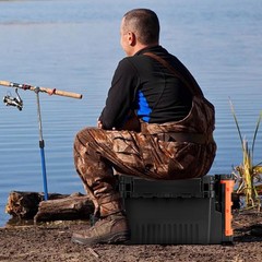 2 Tier Fishing Tackle Box Fishing Box with Cup & Rod Holder Fishing Accessories