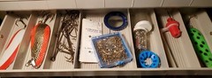Vintage Plano 6300N Fishing Tackle Box & Tackles, dare Devil, Mepps, Ect.