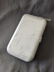 Vintage Aluminum Fishing TackleBox Etched Engraved Hong Kong Double Side W/Trays
