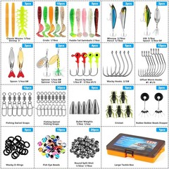 PLUSINNO 137pc Fishing Tackle Box Kit Bass Trout Lures Hooks Sinkers