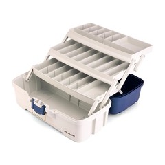 Plano Three-Tray Tackle Box, Blue/White, Rust-Proof Three-Tray, Blue/White