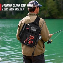 Fishing Sling Bag with Tackle Box, MOLLE System Fishing Backpack with Fishing…