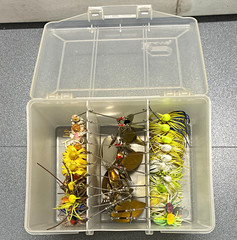 Plano 3600 Clear Plastic Hard Case Tackle Box with 22 spinners assorted
