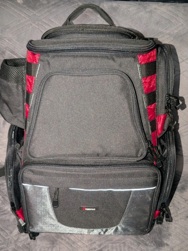 Fishing Tackle Backpack with 4 Trays, Large Outdoor Storage Tackle Bag with Prot