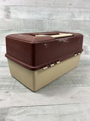 Vtg Original Plano 4200 Fishing Tackle Box Brown/Tan