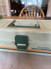 Vintage Fishing Wood Stream Sport Fisher 41 Tackle Box Light Green Classic