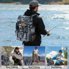 Fishing Tackle Backpack with Rod Holder, Large Tactical Backpack, Fishing Gea…