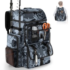 Fishing Tackle Backpack with Rod Holder, Large Tactical Backpack, Fishing Gea…