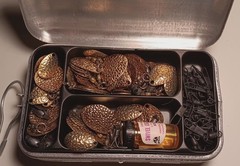 Umco model P-9 pocket tackle box 2 sided fully loaded with fishing gear