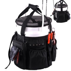 Ice Fishing Bucket Tool Organizer Caddy with Multi Pockets for 5 Gallon Bucket