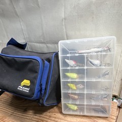 Plano Tackle Systems Black/Blue Tackle Bag Shoulder Strap w/ Box and 12 lures
