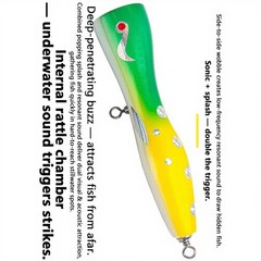 85g 20cm Wooden Popper Lure Solid Wood Body Deep Concave Lip For Surface Use