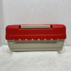 Vintage Plano Red Plastic Fishing Tackle Box With Inner Tray Storage Clean